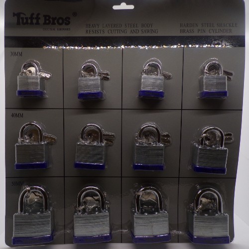 TUFF BROS SECURITY LOCK MIX SIZE 12PK