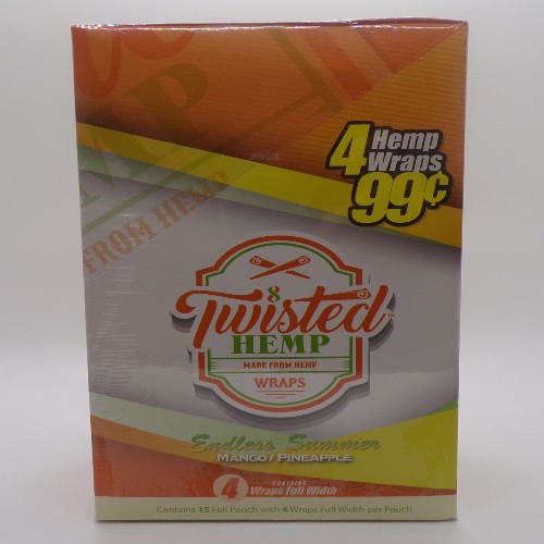 TWISTED HEMP WRAPS ENDLESS SUMMER MANGO/PINEAPPLE PP99 15/4PK