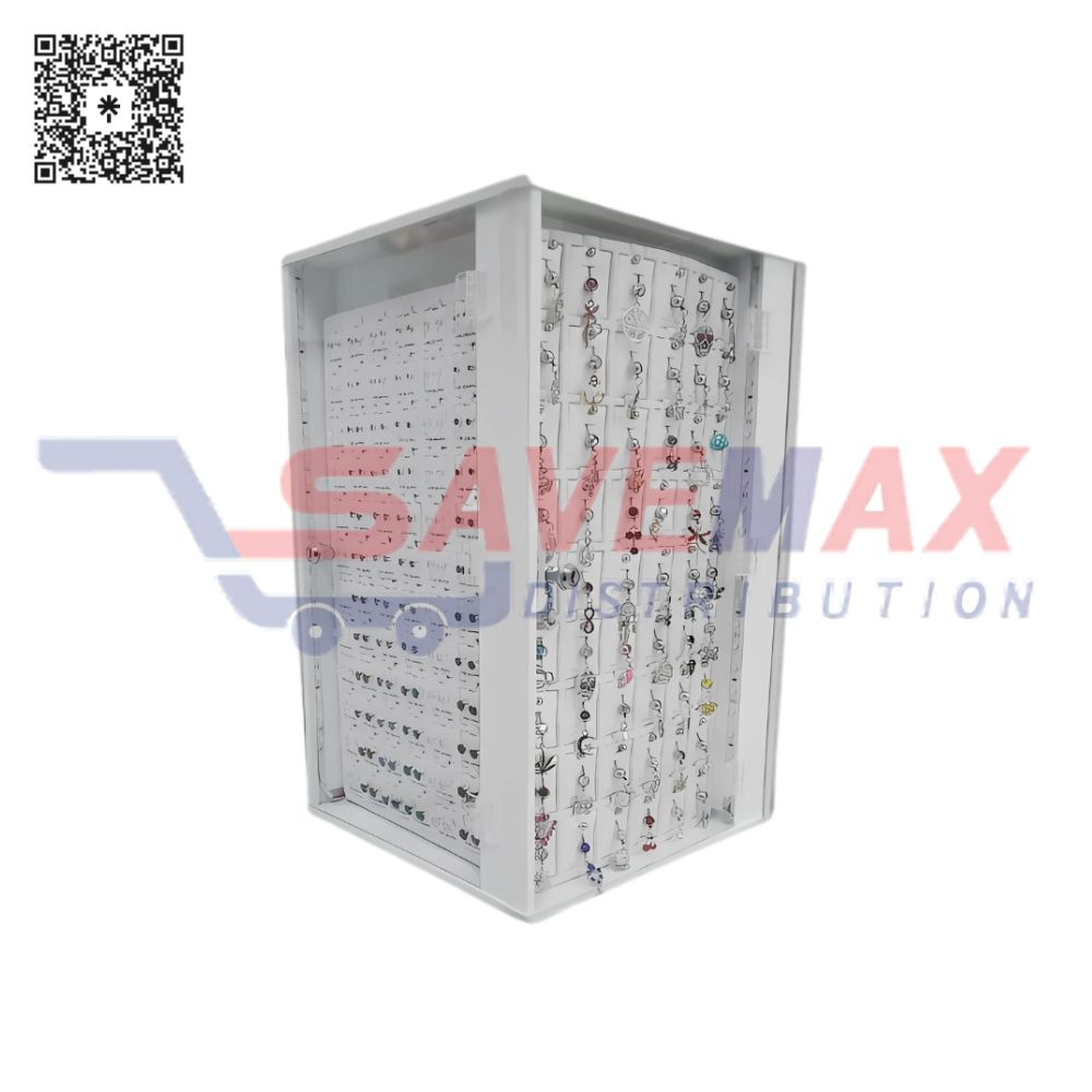 S00446 ACRYLIC 4 SIDED JEWELRY DISPLAY W/ 4 JEWELRY CARDS - Image 1