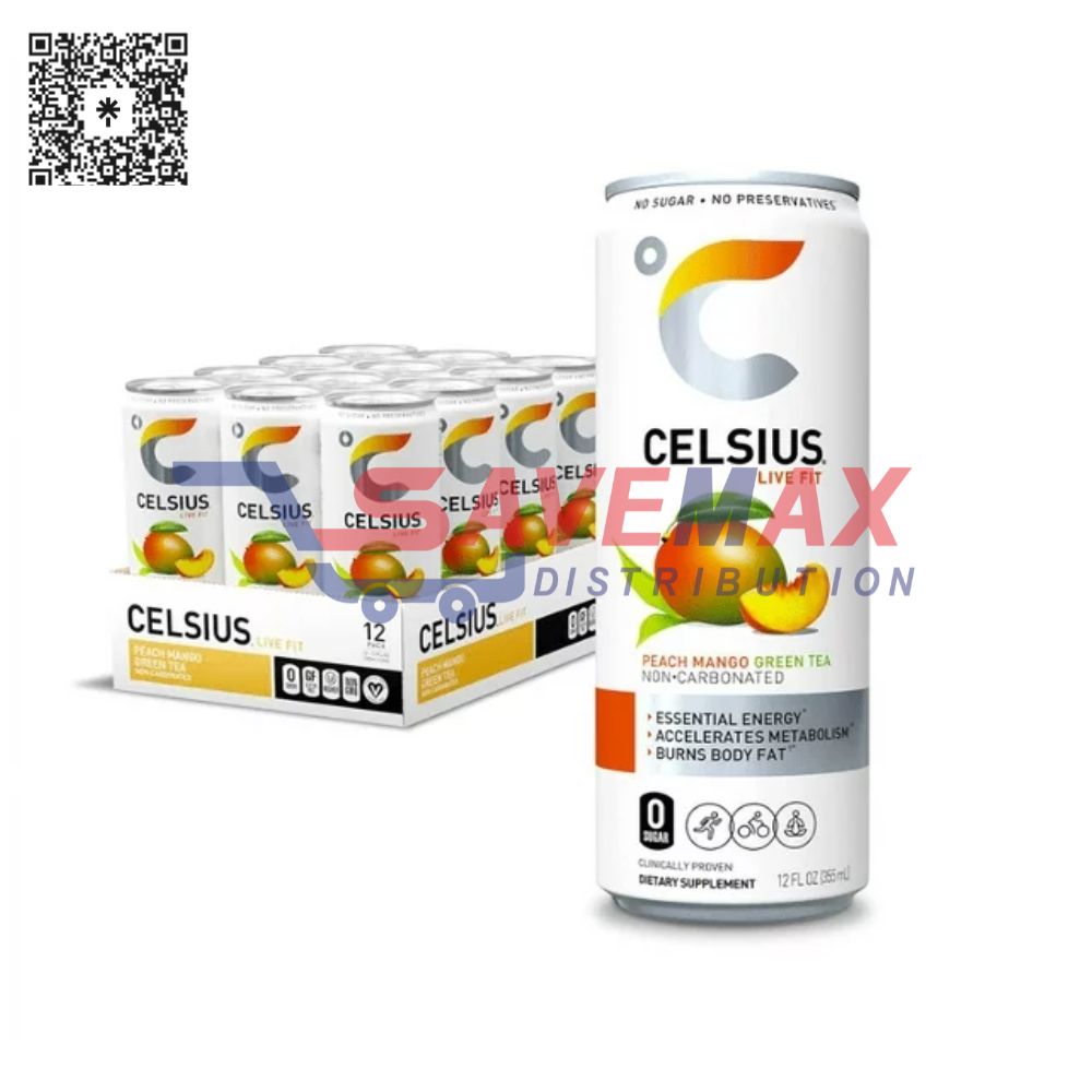 S08353 CELSIUS PEACH MANGO/GREEN TEA 12/12OZ - Image 1
