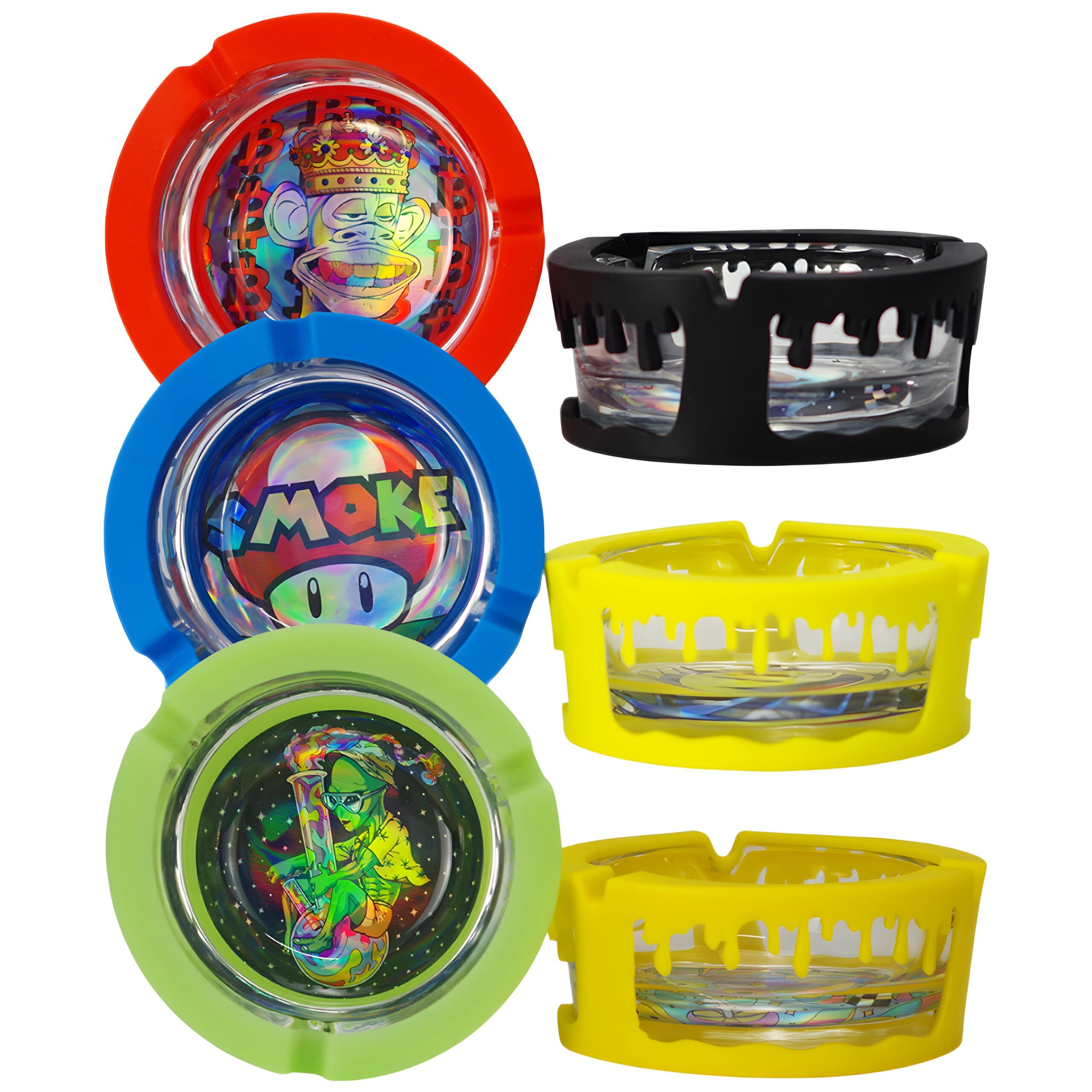 SILICONE GLASS ASHTRAY 75MM 6CT