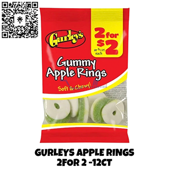 GURLEYS APPLE RINGS 2FOR 2 -12CT