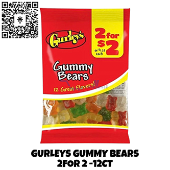 GURLEYS GUMMY BEARS 2FOR 2 -12CT