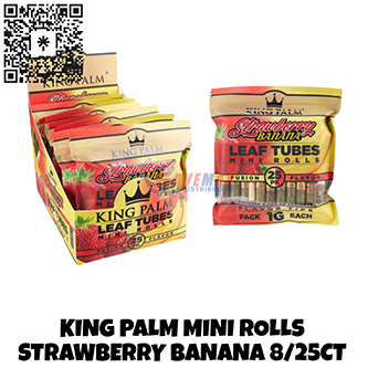 KING PALM STRAWBERRY BANANA MINI ROLLS 8/25CT