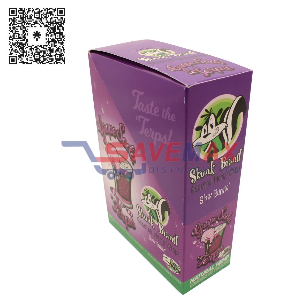 S00135 SKUNK BRAND TERPS GENUINE HEMP WRAPS GRAPE 25CT/2PK - Image 1