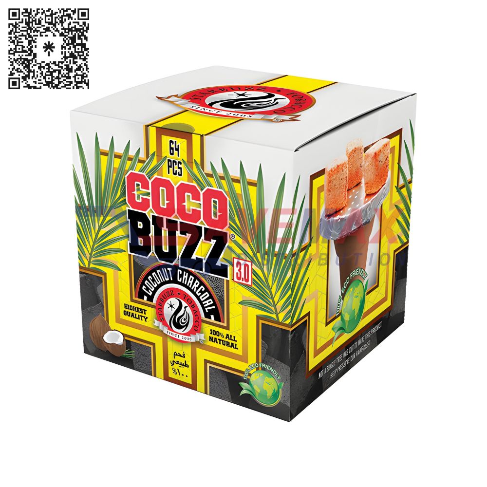 S00683 COCO BUZZ 3.0 BIG CUBES OCOCNUT CHARCOAL 64 PIECES - Image 1