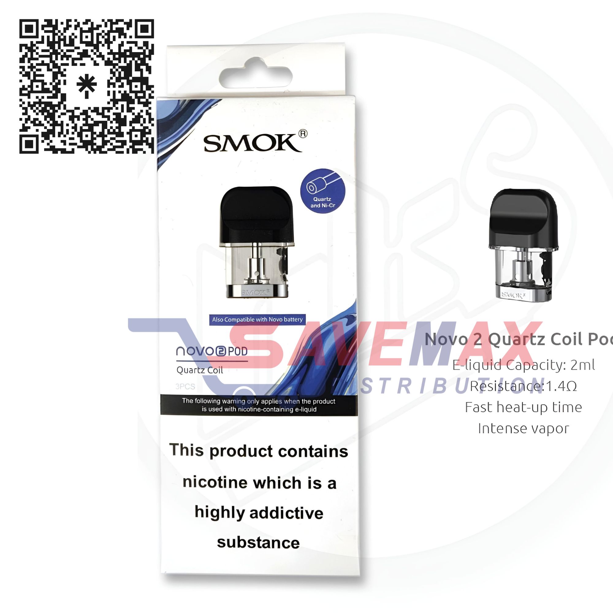 S01284 SMOK NOVO 2 POD QUARTZ 1.4 3CT - Image 1