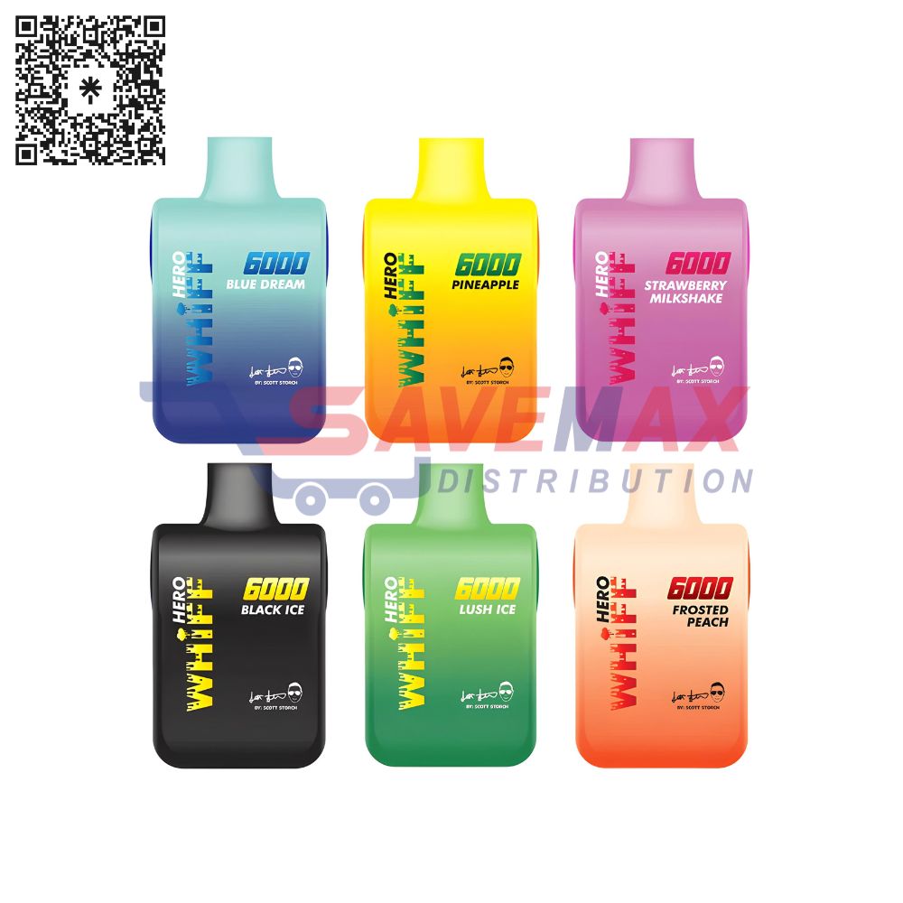 S01314 WHIFF HERO STRAWBERRY WATERMELON 6000 PUFFS 5CT - Image 1