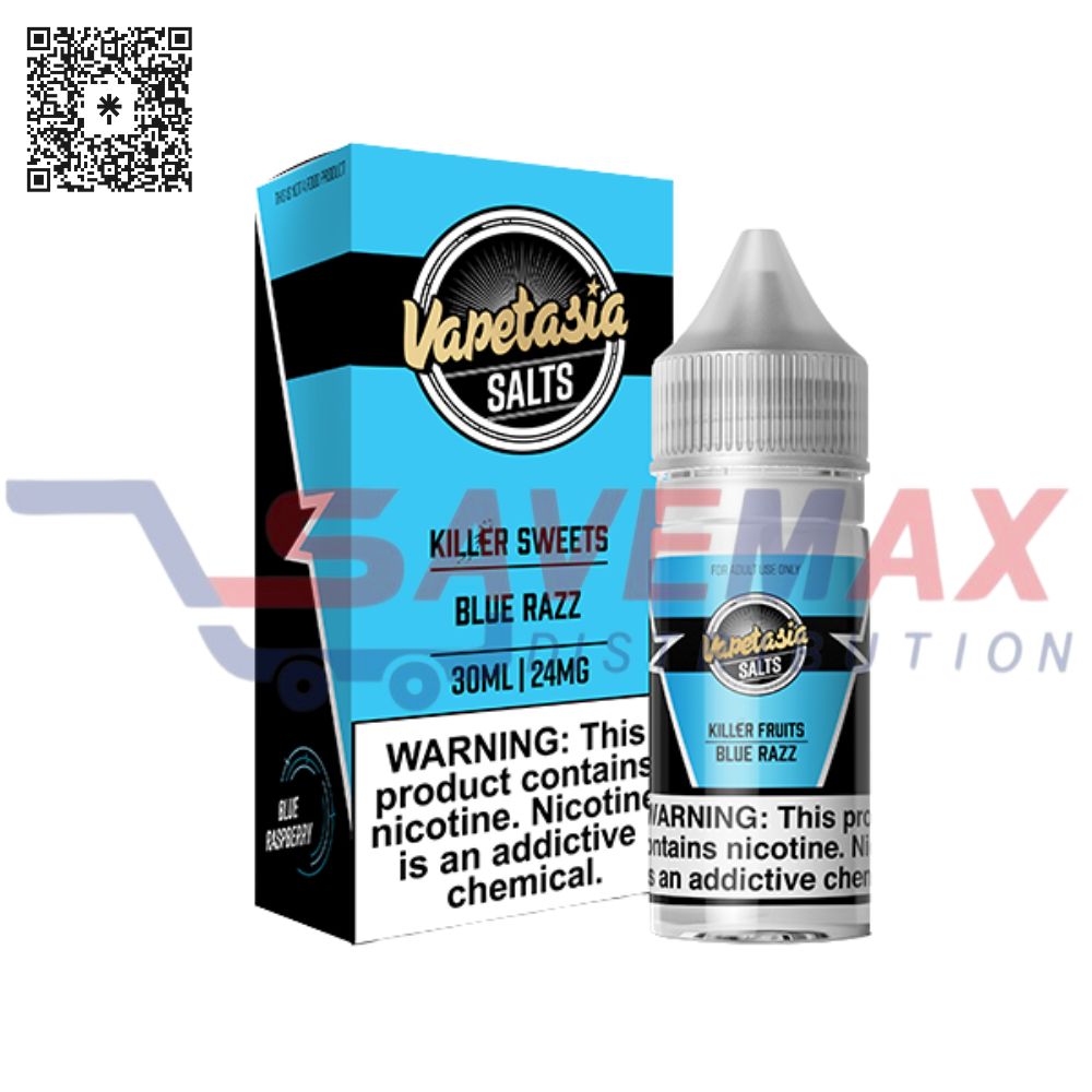 S01353 VAPETASIA ICED KILLER FRUITS BLUE RAZZ 30ML 24MG SALT NIC - Image 1