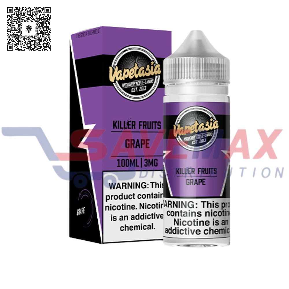 S01385 VAPETASIA KILLER FRUITS GRAPE 100ML 6MG - Image 1