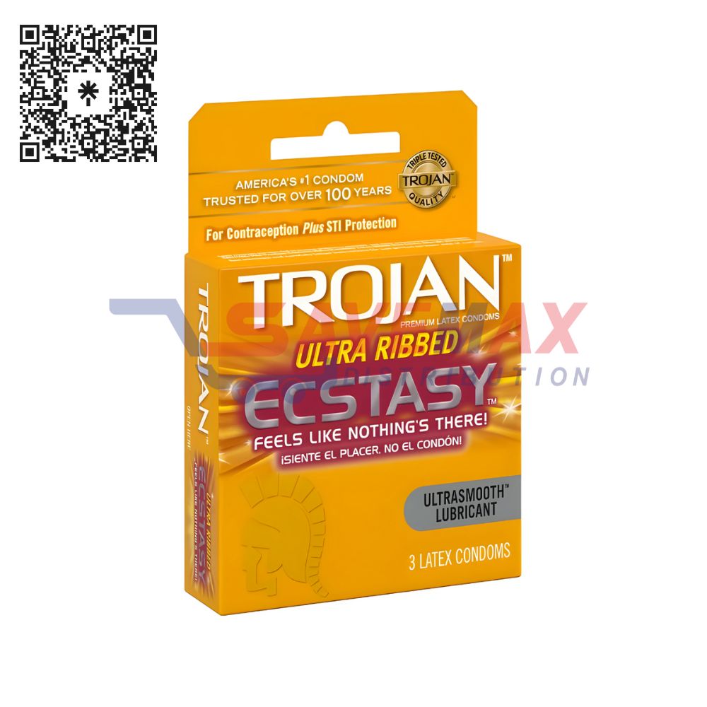S01635 TROJAN ECSTACY RIBBED 6/3CT - Image 1