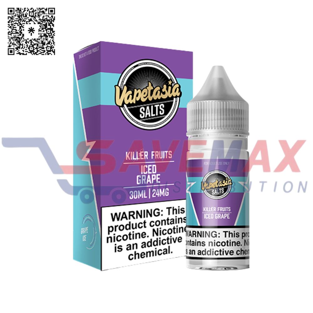 S01641 VAPETASIA ICED GRAPE 30ML 24MG SALT NIC - Image 1