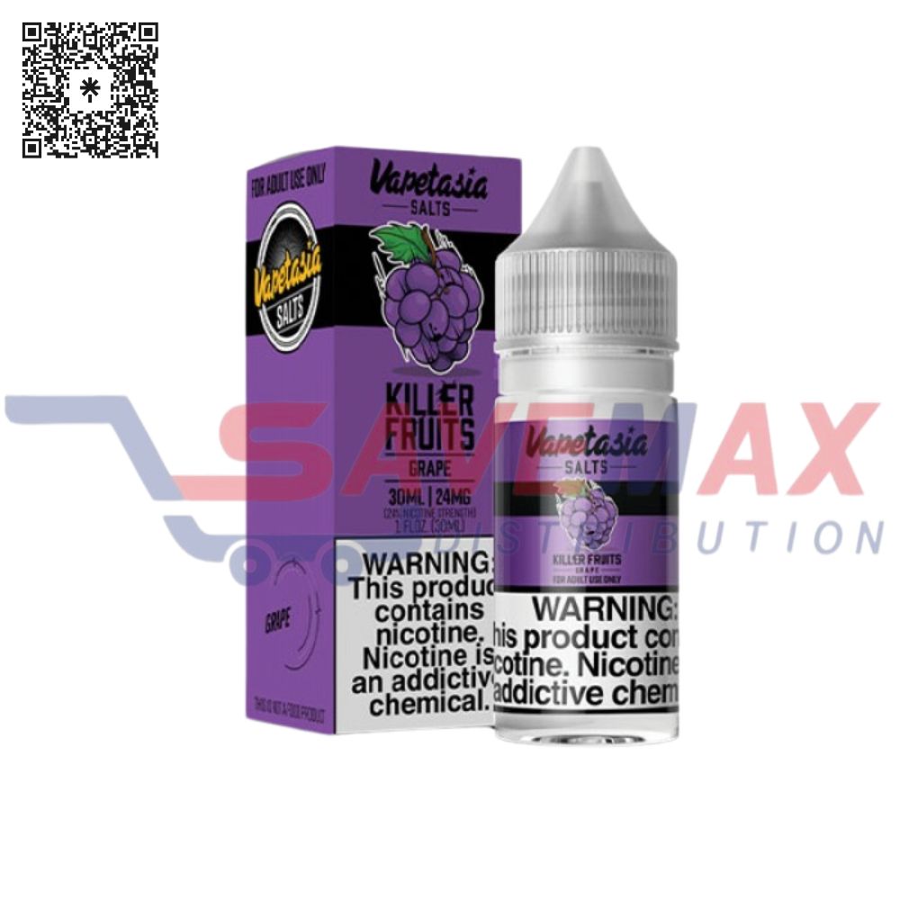 S01664 VAPETASIA KILLER FRUITS GRAPE 30ML 24MG SALT NIC - Image 1