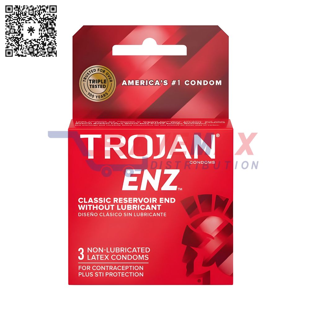 S01681 TROJAN ENZ NON-LUBRICATED RED 6/3CT - Image 1