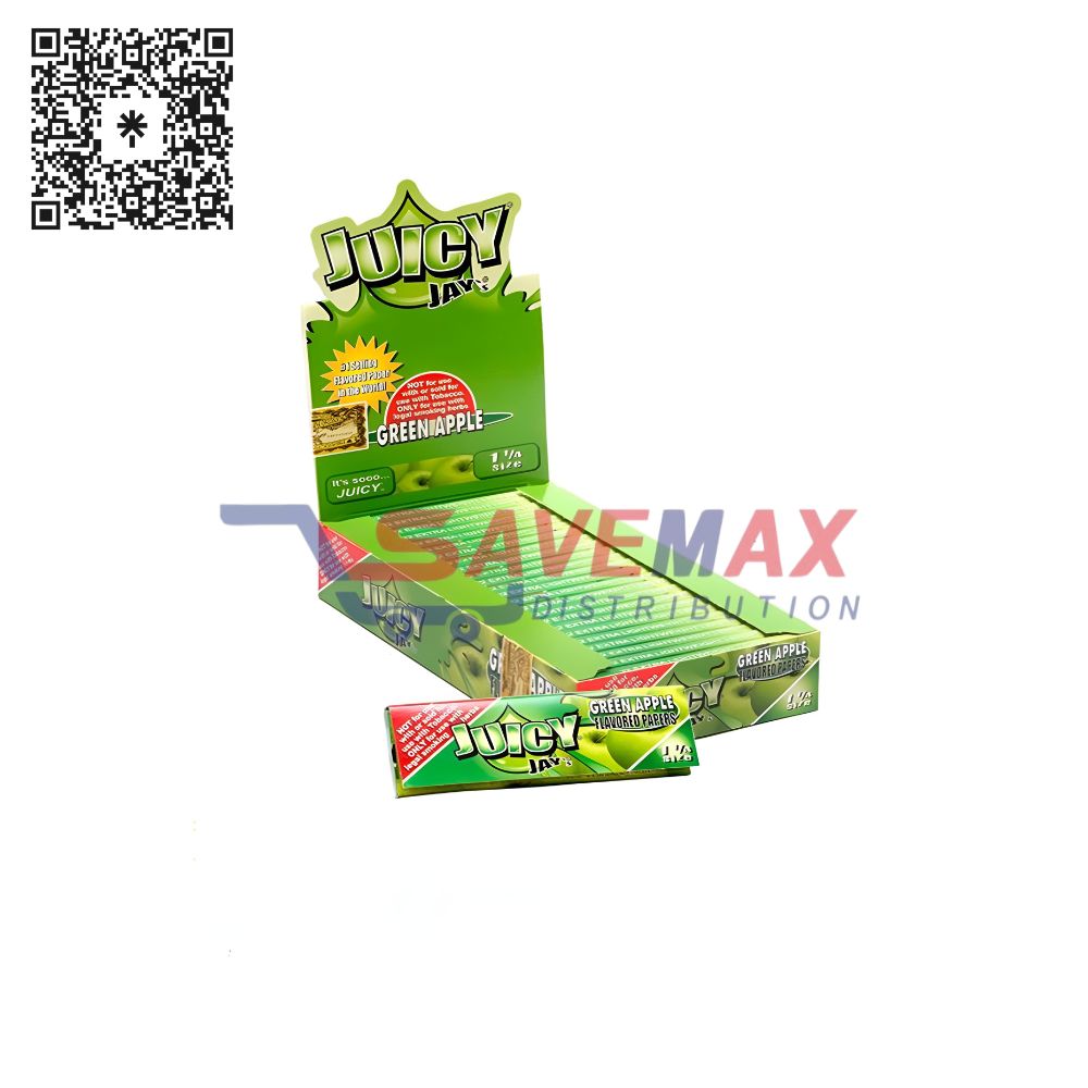 S01885 JUICY JAYS GREEN APPLE 1 1/4 24CT - Image 1