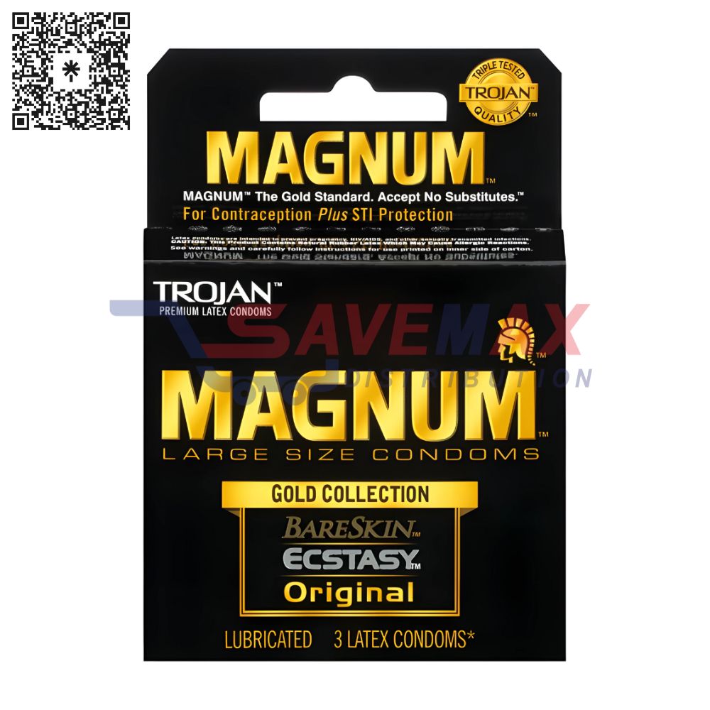 S02362 TROJAN MAGNUM ECSTASY BLK 6/3CT - Image 1