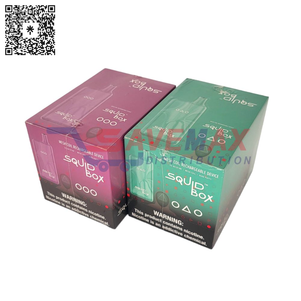S02501 SQUID BOX STRAWBERRY COCONUT 5% 4500 PUFFS 10CT - Image 1