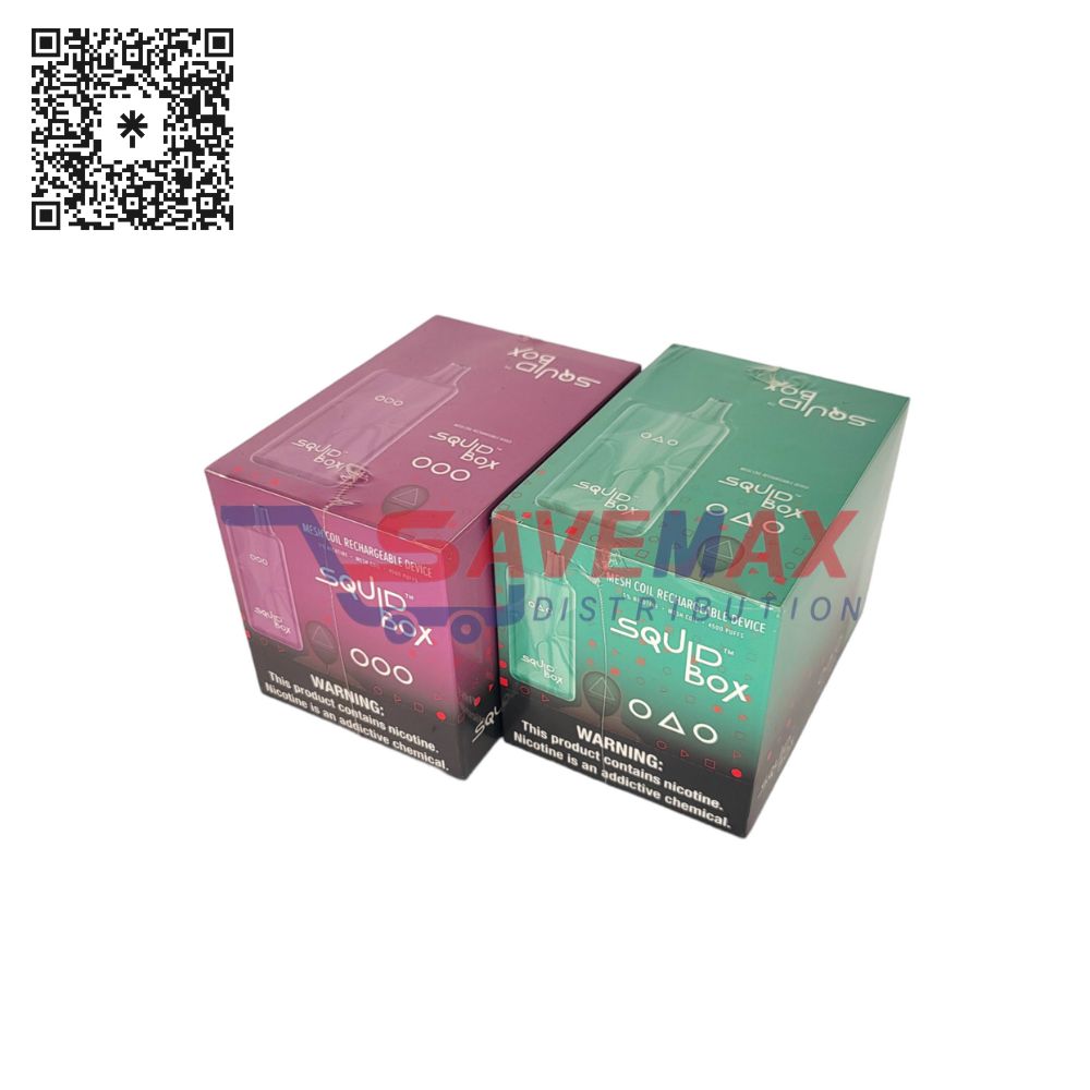 S02502 SQUID BOX ALOE GRAPE 5% 4500 PUFFS 10CT - Image 1