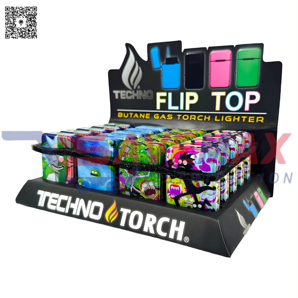 S03631 TECHNO TORCHES FLIP TOP COLORS 20CT - Image 1