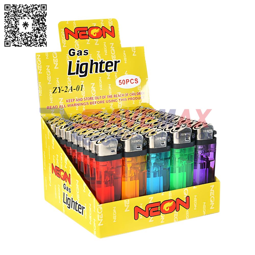S03807 NEON GAS LIGHTER 50CT - Image 1
