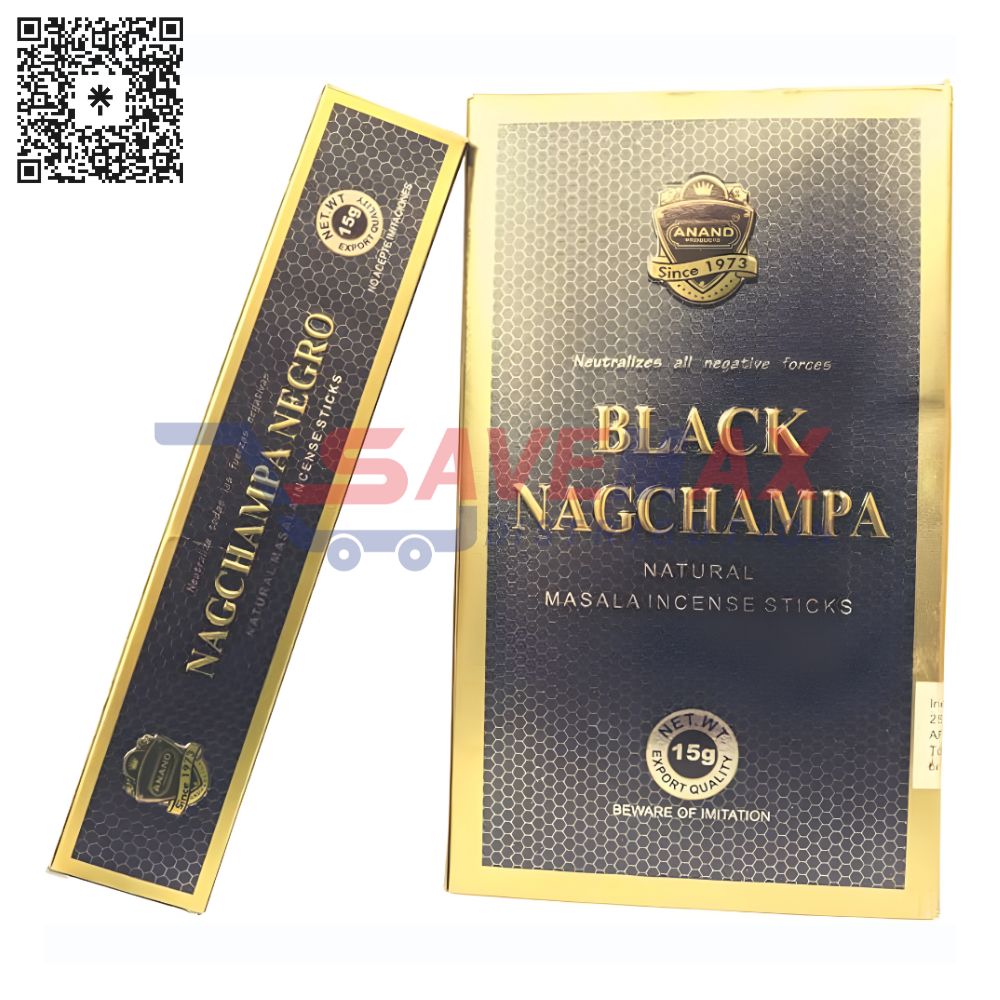S03808 NAG CHAMPA INCENSE BLACK 12 CT 15G - Image 1