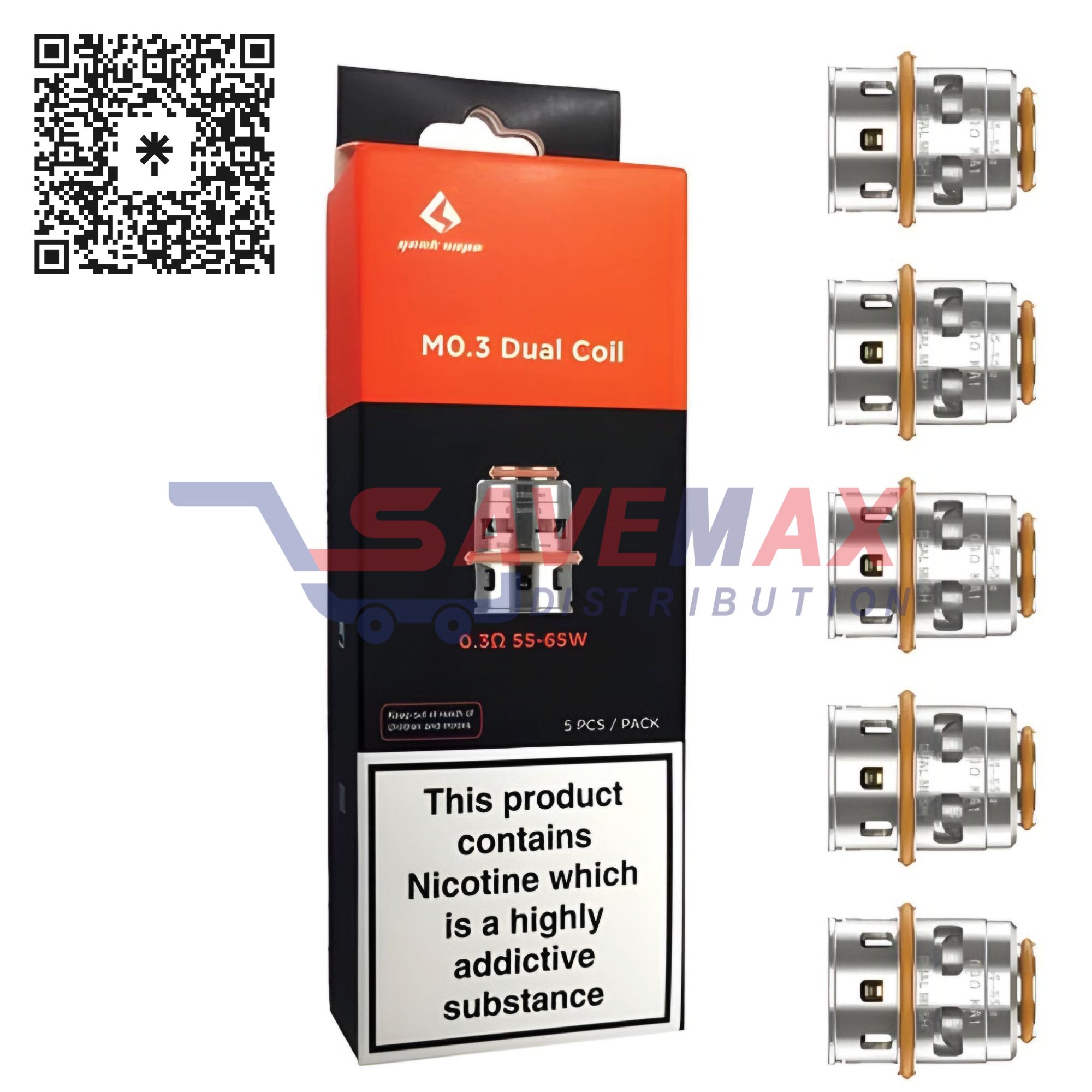 S04097 GEEKVAPE M 0.3 DUAL COILS 5CT - Image 1