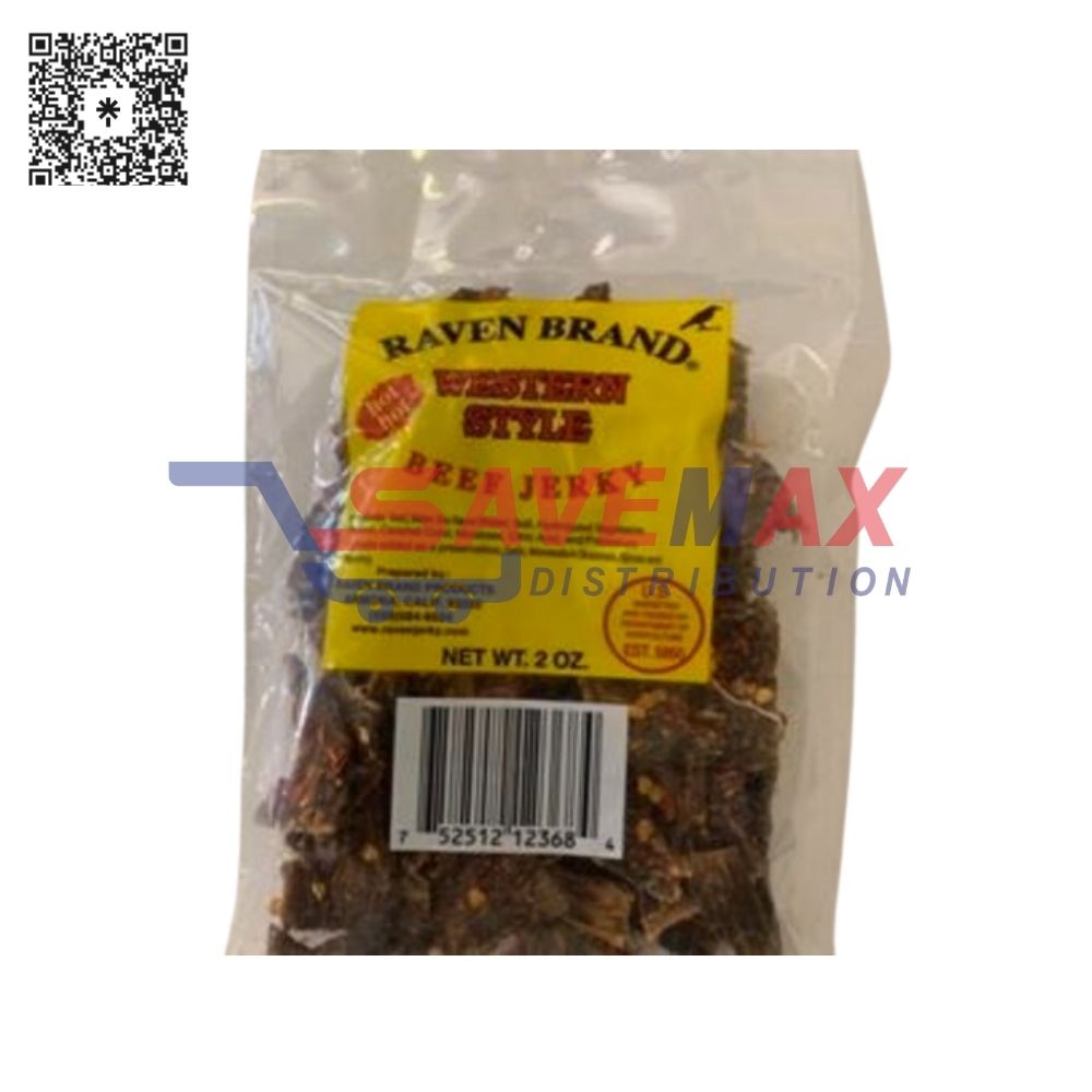 S04235 RAVEN BRAND WESTERN STYLE BEFF JERKY HOT 32CT - Image 1