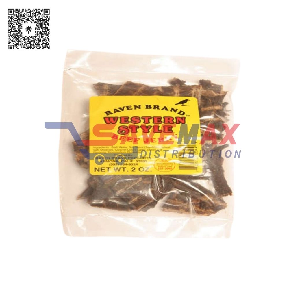 S04236 RAVEN BRAND WESTERN STYLE BEFF JERKY 32CT - Image 1