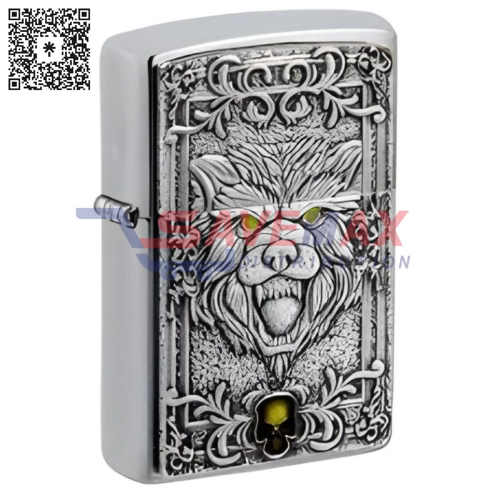 S07089 ZIPPO LIGHTER FIERCE WOLF EMBLEM 48690 - Image 1