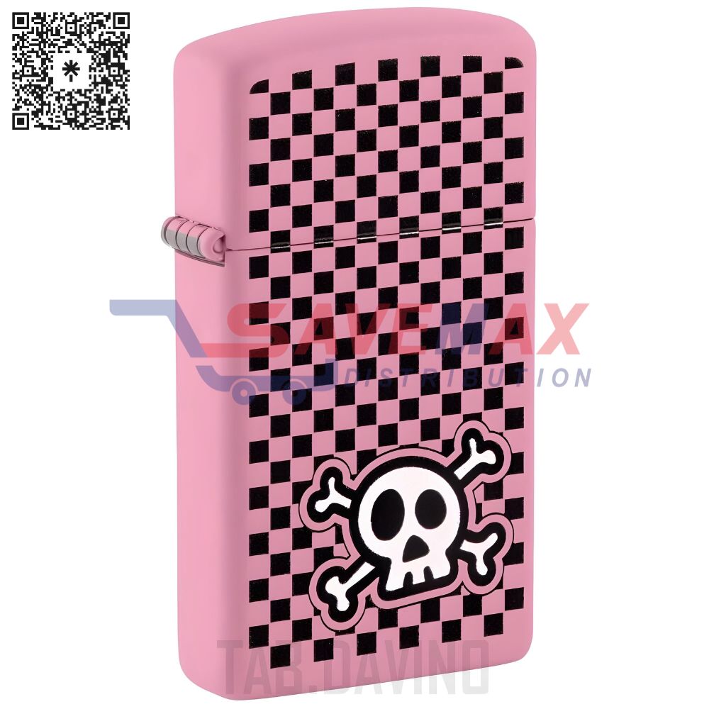 S07104 ZIPPO LIGHTER CHECKERED SKULL 48680 - Image 1