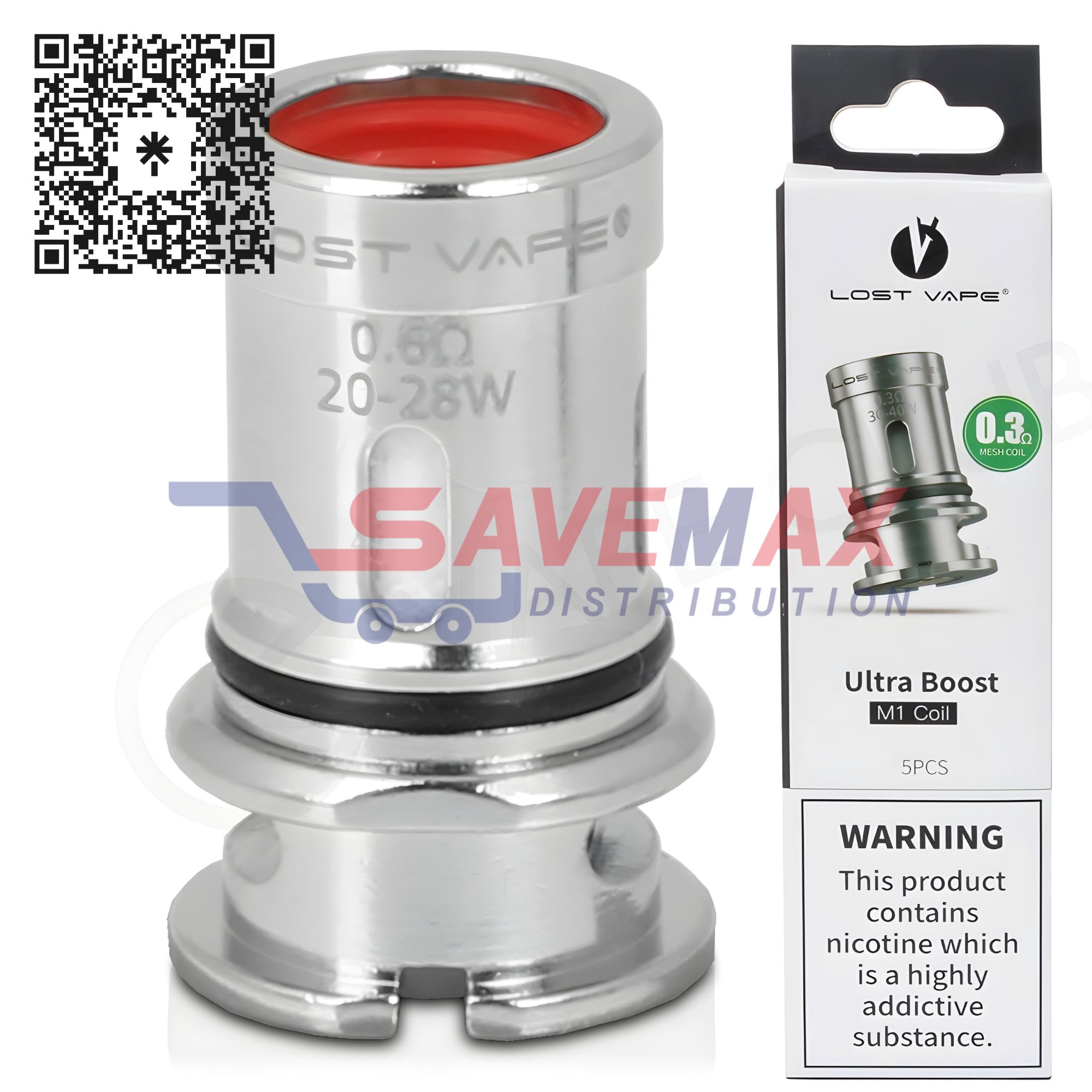 S07313 LOST VAPE ULTRA BOOST V2 M4 0.2 COIL 5CT - Image 1