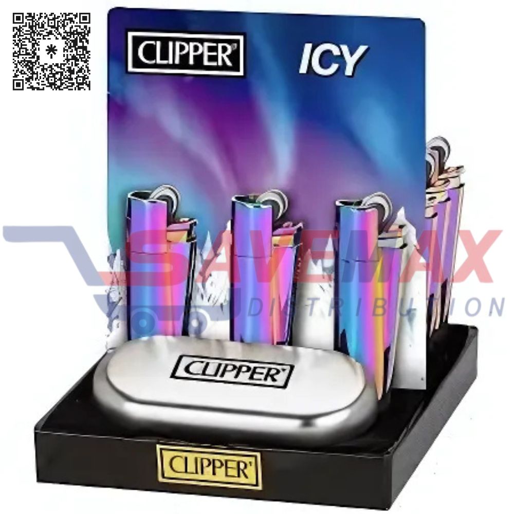 S07704 CLIPPER LIGHTERS REUSABLE ICY COLORS 12CT - Image 1