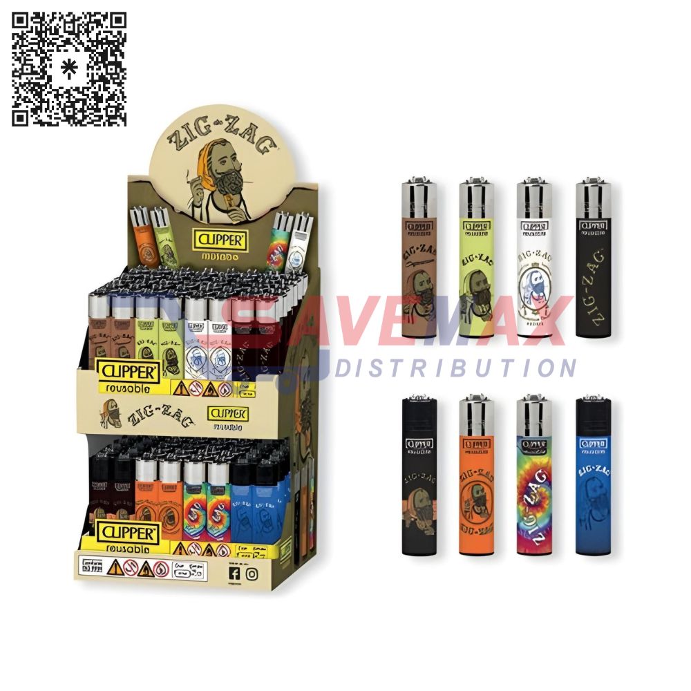 S07708 CLIPPER REUSABLE ZIG ZAG DISPLAY LIGHTERS 96CT - Image 1