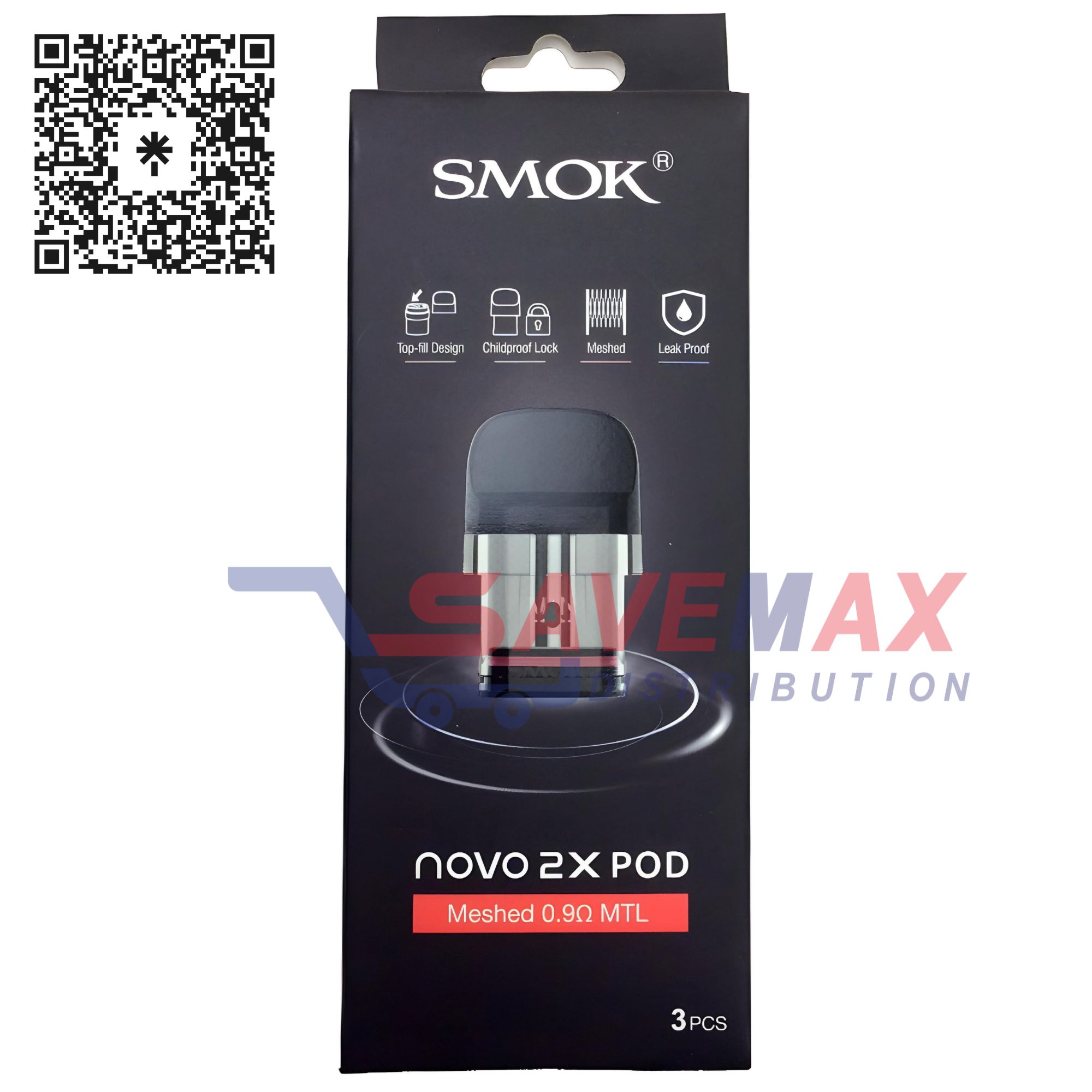 S08633 SMOK NOVO 2X POD MESH 0.9 3CT - Image 1