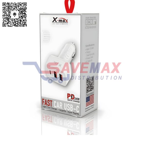 X-MAX FAST USBTC CAR CHARGER X-CC1722 20CT