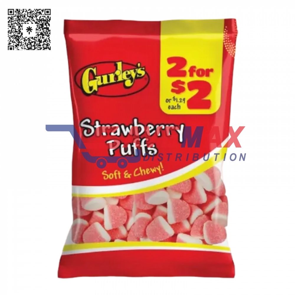 S09241 GURLEYS GUMMY STRAWBERRY PUFFS 2FOR 2 -12CT - Image 1