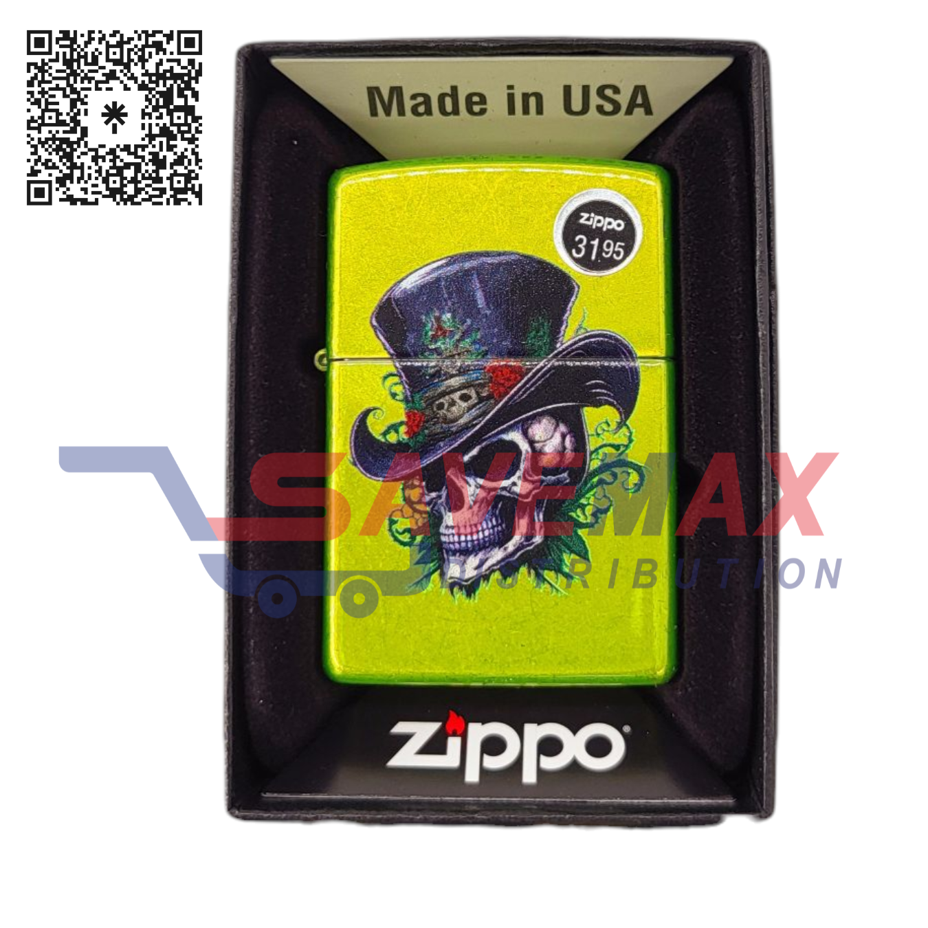 S10609 ZIPPO LIGHTER TOP HAT SKULL DESIGN 46709 - Image 1