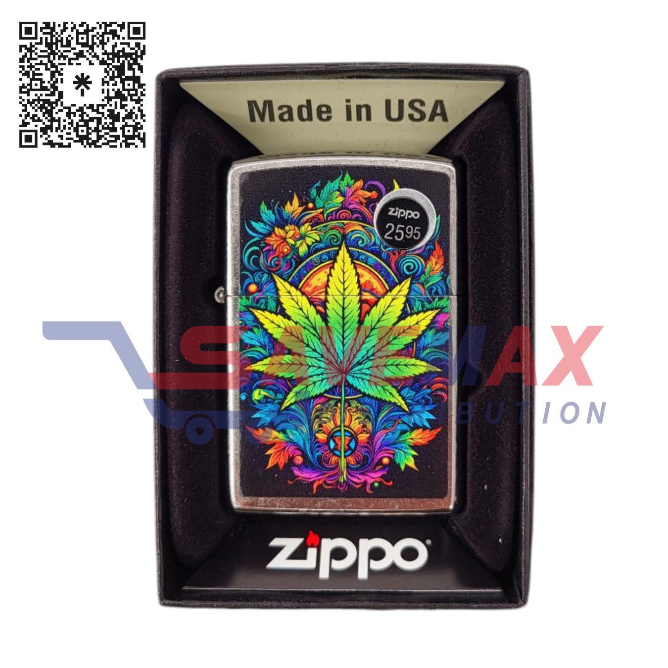S10612 ZIPPO LIGHTER PSYCHEDELIC CANNABIS DESIGN 46575 - Image 1