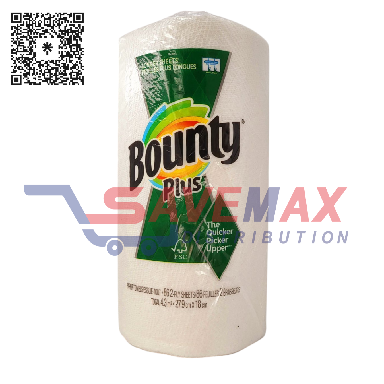 S10629 BOUNTY PLUS PAPER TOWELS 12 ROLLS X 86 SHEETS - Image 1