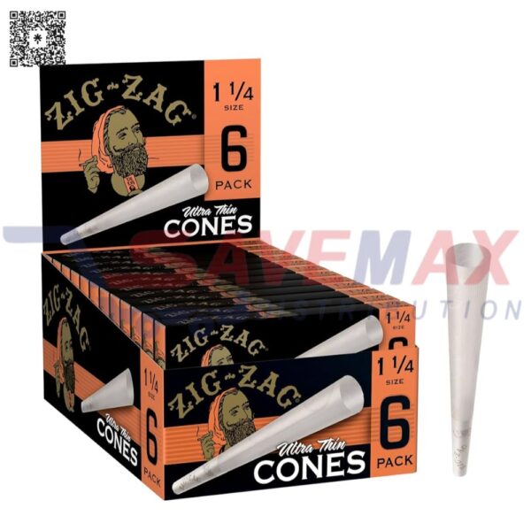 ZIG-ZAG ULTRA THIN CONES 1 1/4 6PK