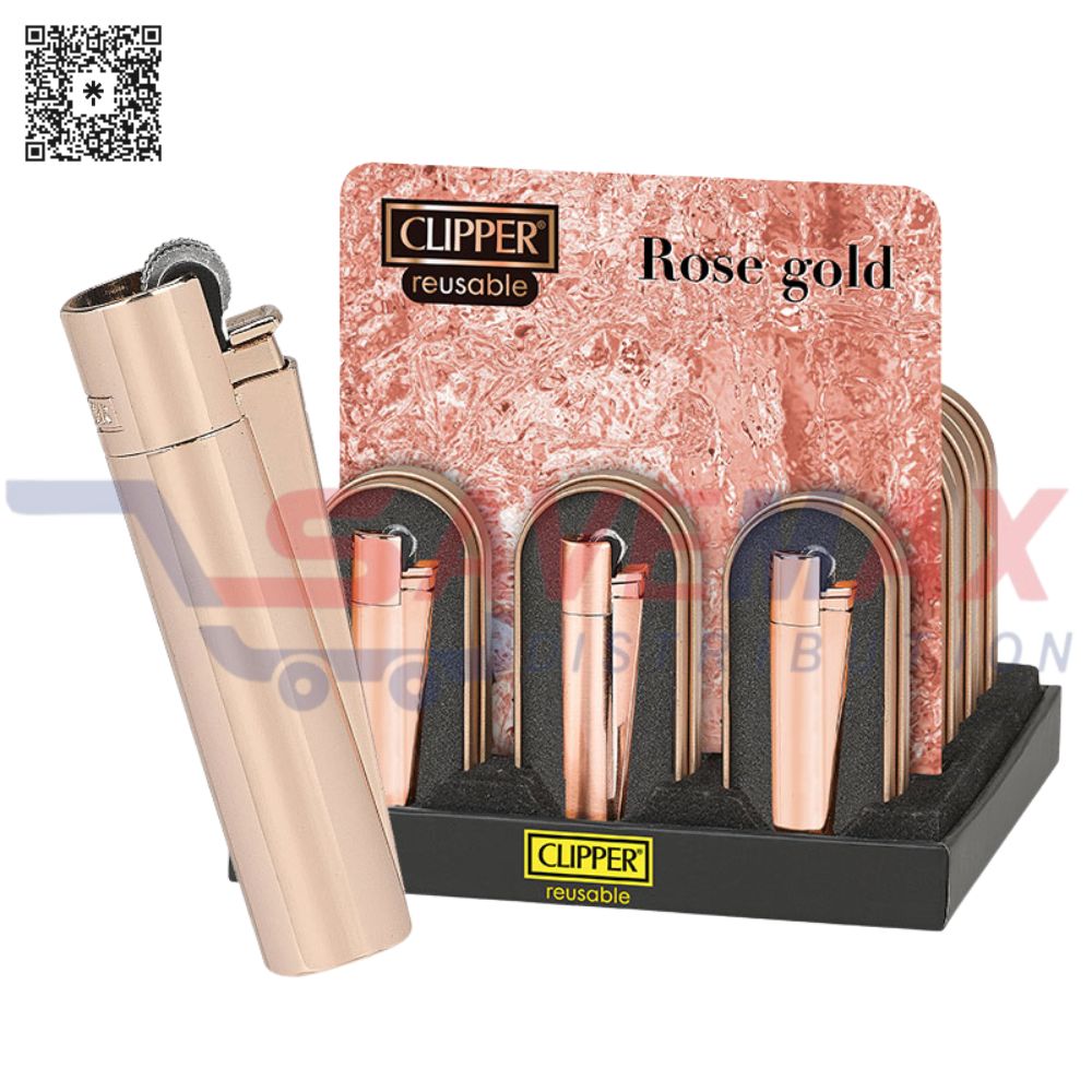 S07705 CLIPPER LIGHTERS REUSABLE ROSE GOLD 12CT - Image 1