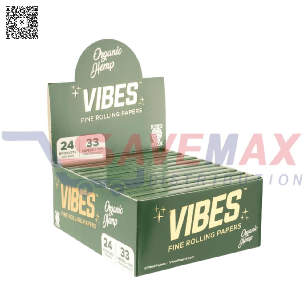 S07710 VIBES ORGANIC HEMP PAPERS + TIPS KG 24/33CT - Image 1