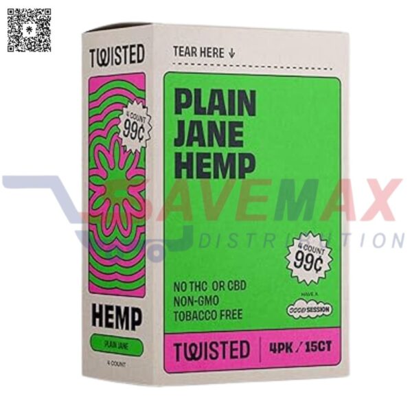TWISTED HEMP WRAPS PLAIN JANE NATURAL 15/4PK