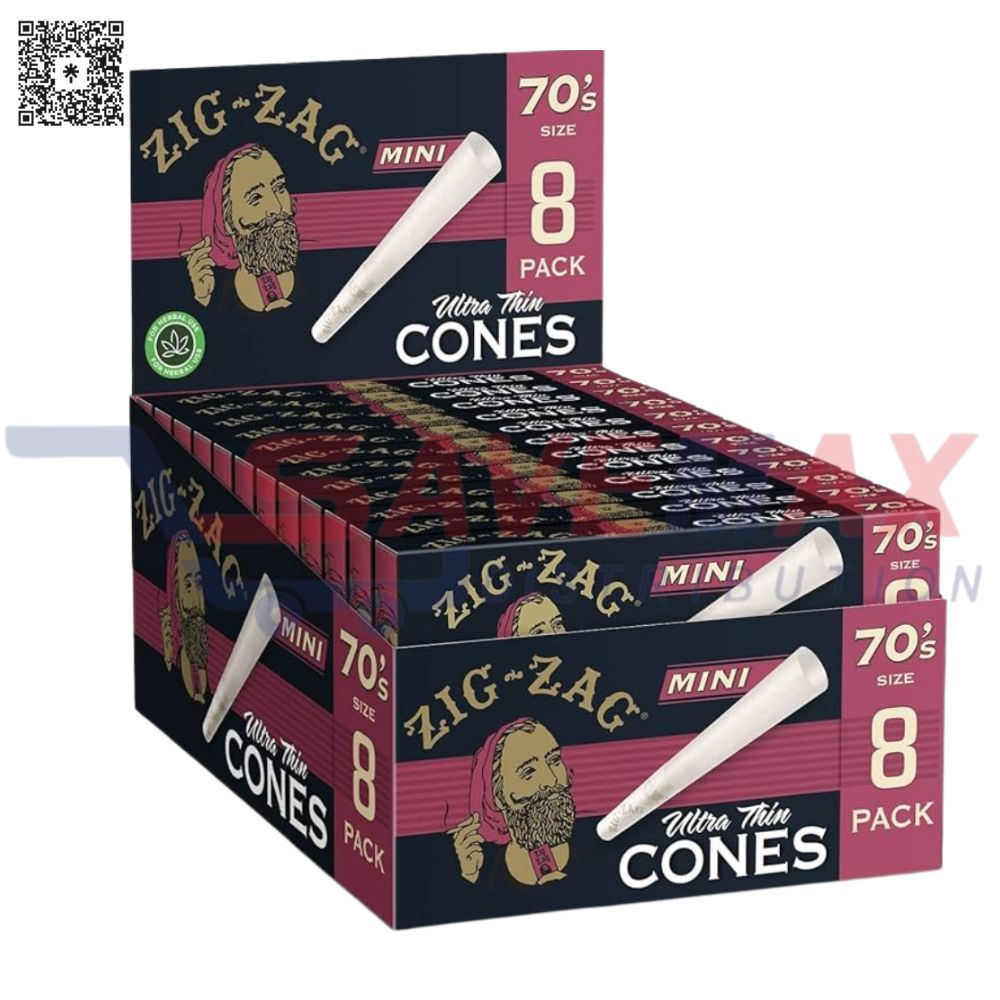 S07885 ZIG-ZAG MINI ULTRA THIN CONES 70MM 18/8PK - Image 1