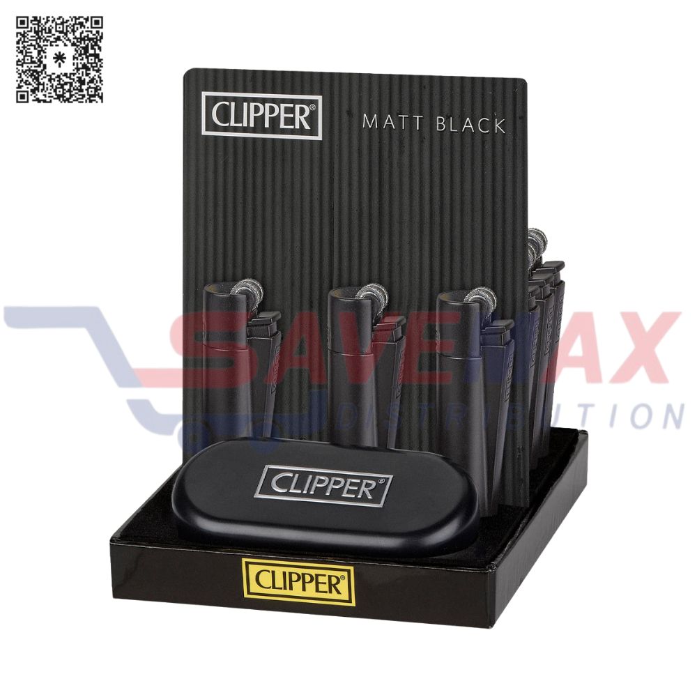 S10964 CLIPPER LIGHTERS REUSABLE BLACK MATT 12CT - Image 1