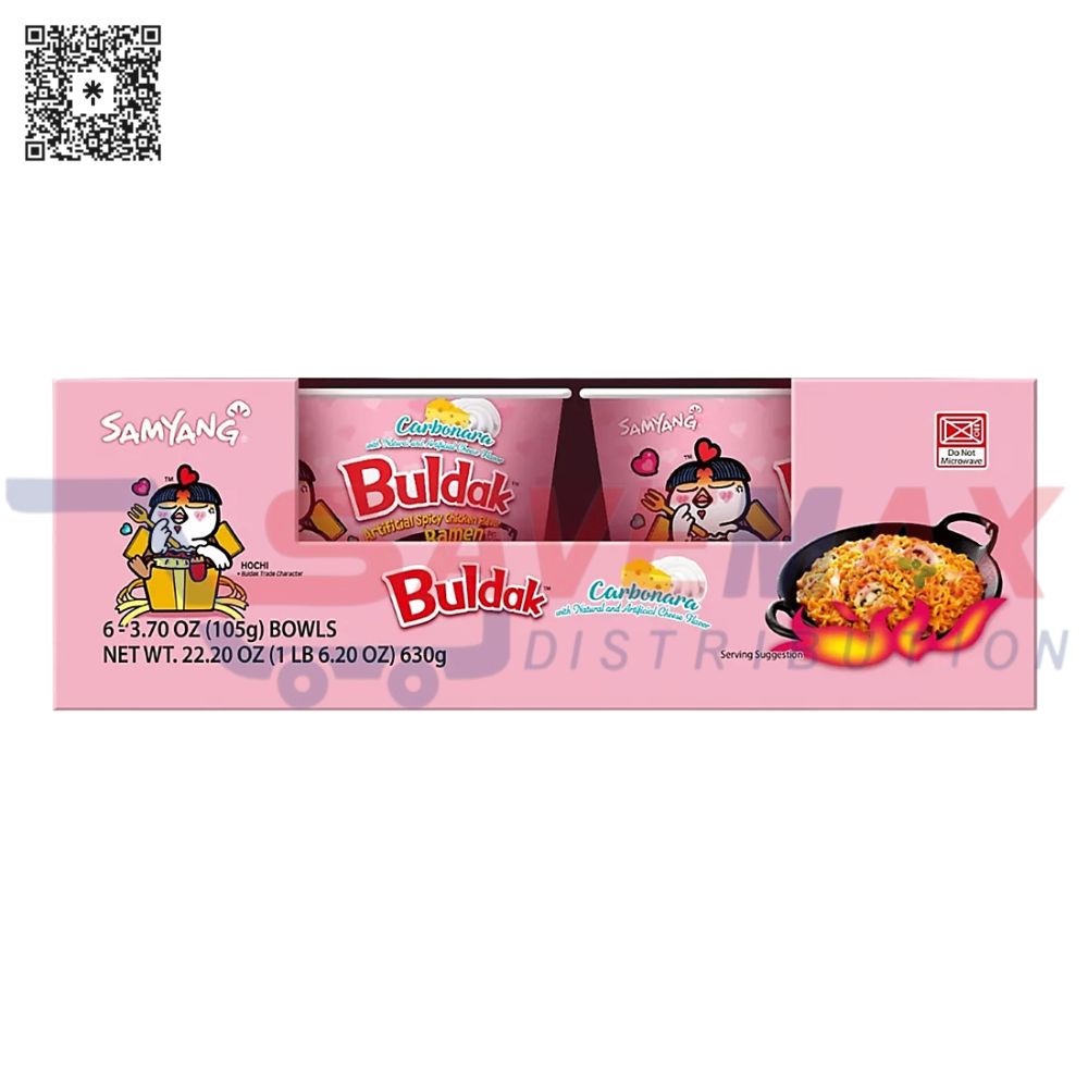 S11083 SAMYANG BULDAK CARBONARA SPICY RAMEN BOWL 6CT/3.7OZ - Image 1