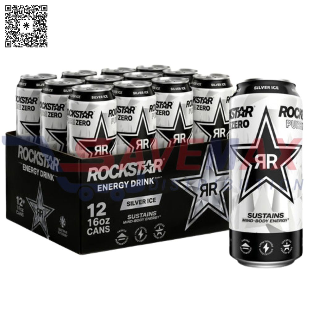 S11094 ROCKSTAR PURE ZERO SILVER ICE 12/16OZ - Image 1