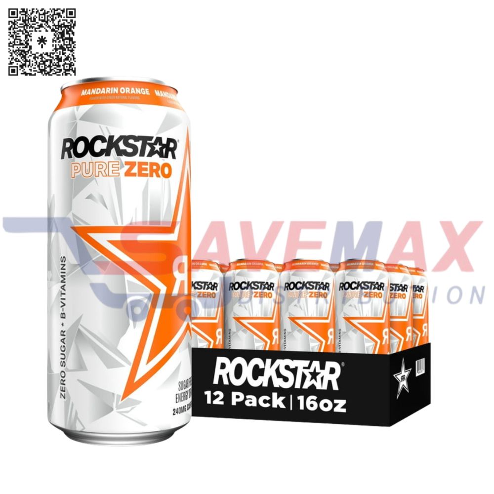S11096 ROCKSTAR PURE ZERO MANDARIN ORANGE 12/16OZ - Image 1