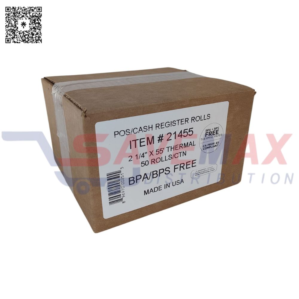 S11318 2-1/4 X 55 THERMAL CASH REGISTER ROLLS 50CT - Image 1
