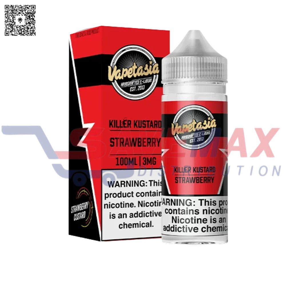 S05010 VAPETASIA KILLER KUSTARO STRAWBERRY 100ML 3MG - Image 1